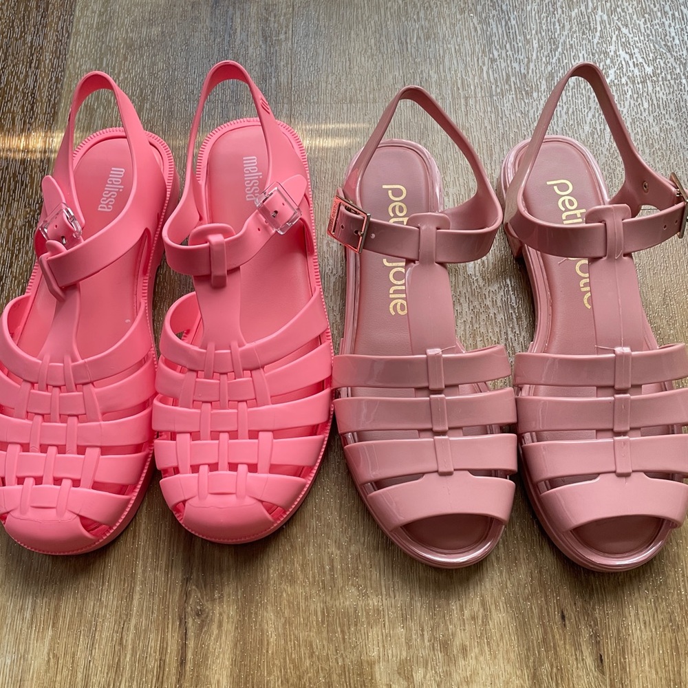 TWO Pairs of Pink Jelly Sandals from Melissa and Petite Jolie